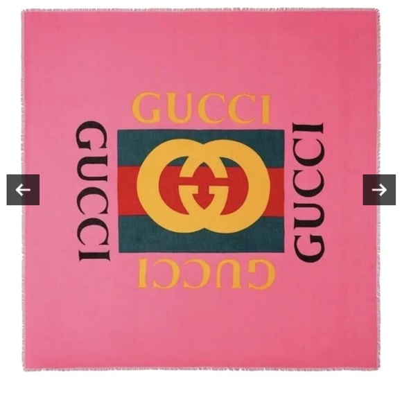 Gucci Women Bright Pink Wool/Silk GRG Web GG Logo Scarf Shawl - Picture 1 of 5
